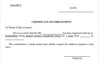 Sample Certificate Employment Template 3