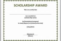 Scholarship Certificate Template Word 2