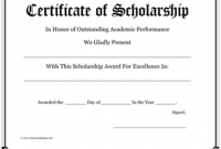 Scholarship Certificate Template Word 6