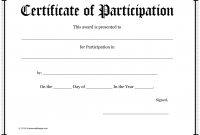 Certificate of Participation Award Template