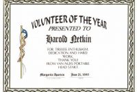 Volunteer Of the Year Certificate Template