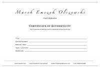 Certificate Of Authenticity Photography Template 2