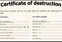 Certificate Of Destruction Template 2