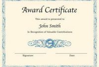 Certificate Of Recognition Word Template 1