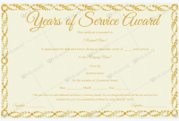 Certificate for Years Of Service Template 0
