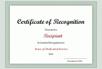 Certificate for Years Of Service Template