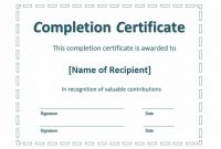 Certification Of Completion Template 0