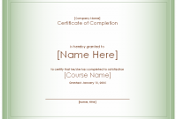 Class Completion Certificate Template 5