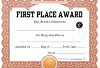 First Place Award Certificate Template 4