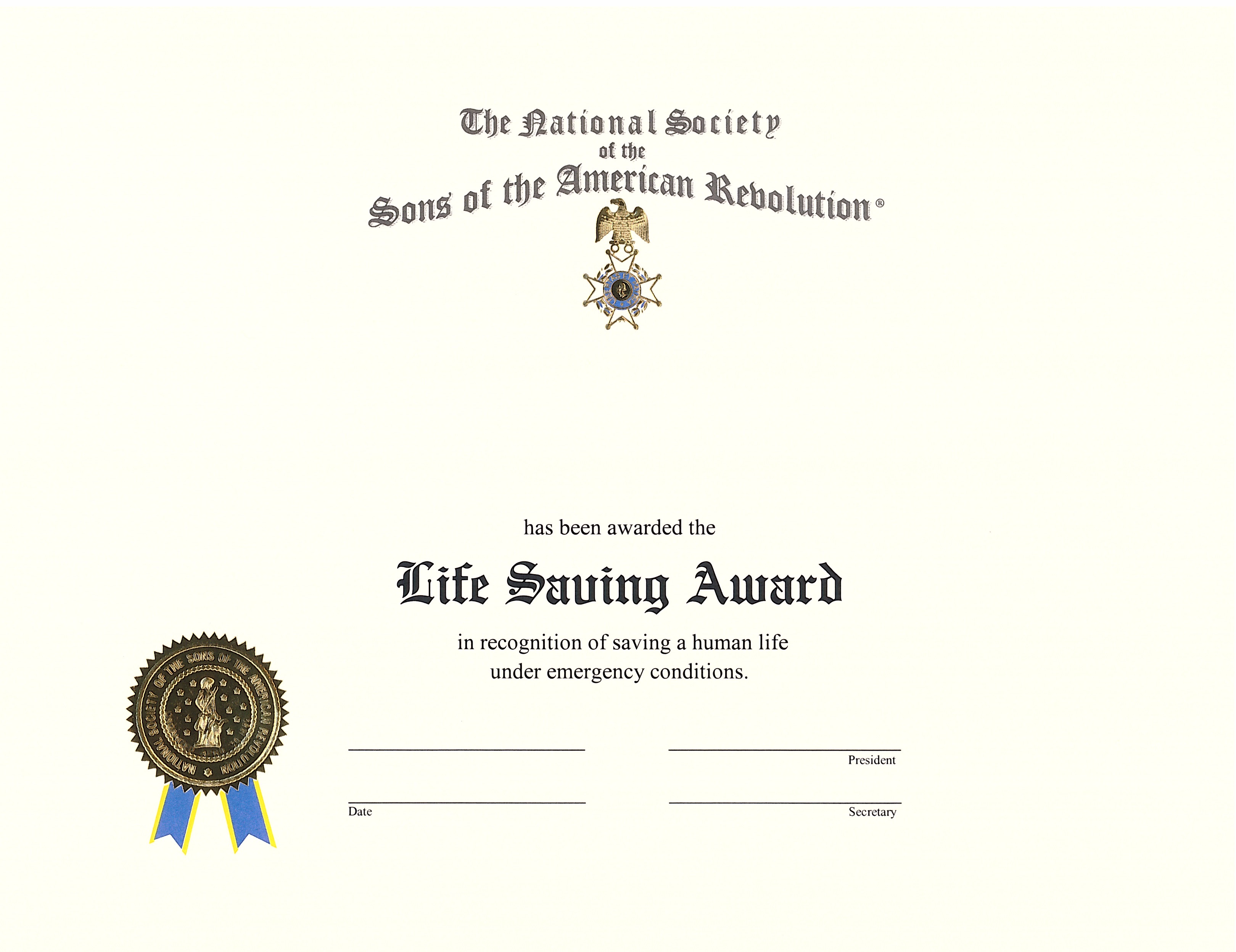 Life Saving Award Certificate Template 7602