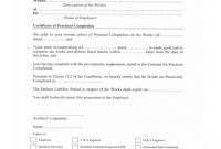 Practical Completion Certificate Template Jct 7