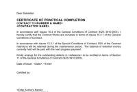Practical Completion Certificate Template Jct 8