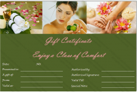 Spa Day Gift Certificate Template 0