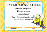 Spelling Bee Award Certificate Template 3