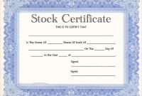 Stock Certificate Template Word 7