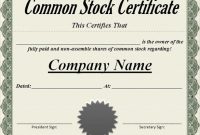 Stock Certificate Template Word 9