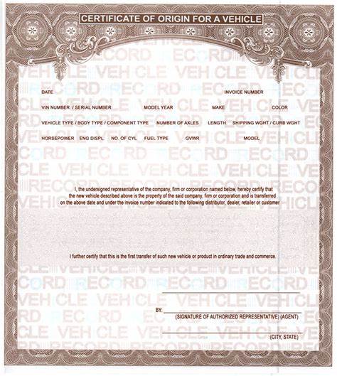 Certificate Of origin for A Vehicle Template Best Templates Ideas