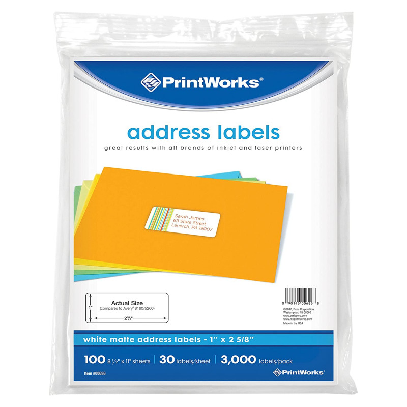 8 Labels Per Sheet Template Word New Printworks White Address Labels for Inkjet or Laser Printers