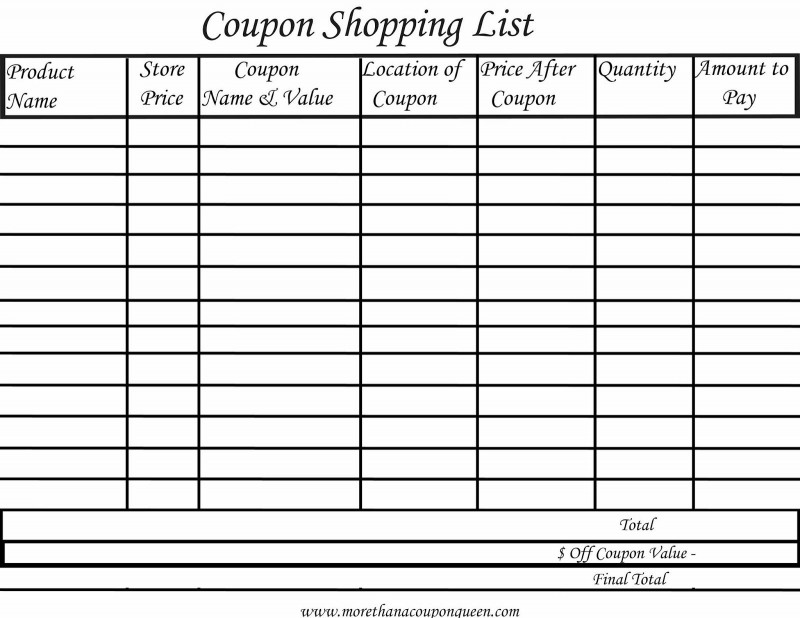 Blank Grocery Shopping List Template New Spreadsheet Extreme Couponing Preadsheets Nurul Amal