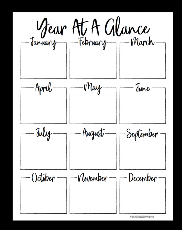 Month at A Glance Blank Calendar Template Awesome Printable Yearly Worksheet Printable Worksheets and