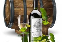 Wine Bottle Label Design Template Awesome Bottle and Transparent Glass with White Wine On A Background