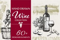 Wine Bottle Label Design Template Awesome Wine Grapes Illustations Set Custom Designed