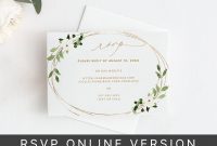 Call Card Templates Unique Rsvp Online Card Template Geometric Greenery Edit In