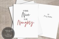 Christmas Photo Cards Templates Free Downloads Awesome Diy Printable Naughty Christmas Card Instant Download Etsy