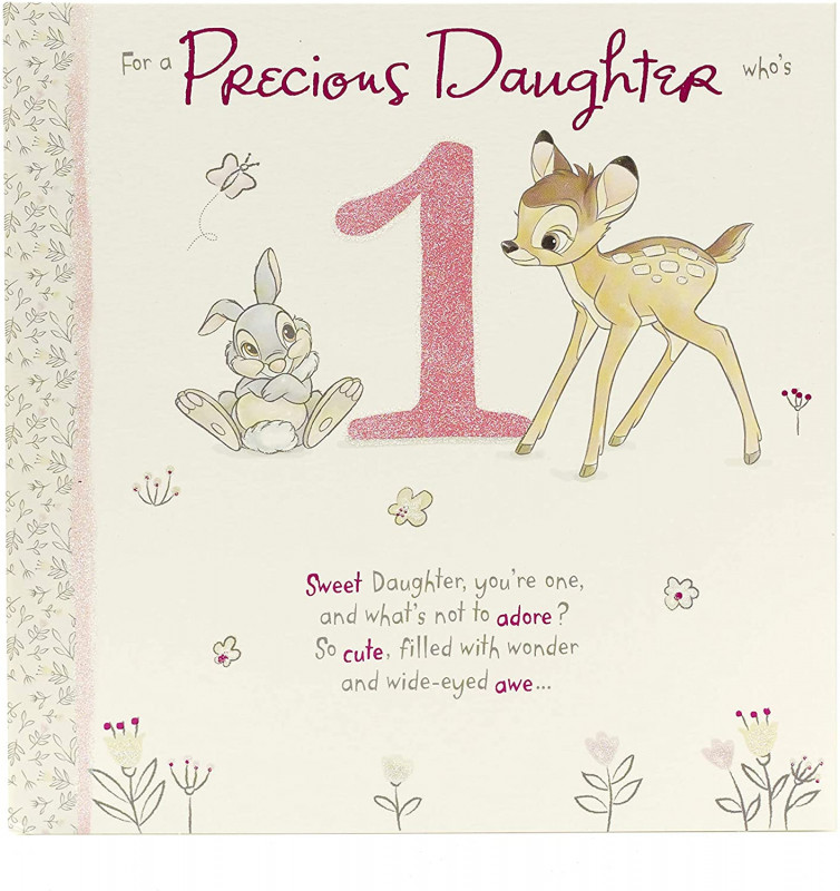 Dr Seuss Birthday Card Template New Daughter 1st Birthday Card Birthday Card Age 1 Girl Disney Birthday Card Adorable Bambi Design