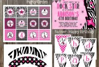 Hello Kitty Birthday Card Template Free New Rock Star Birthday Party Package Girl Printable Rock