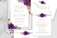 Indian Wedding Cards Design Templates New Purple Wedding Invitation Set Purple Flowers Anemone