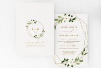 Invitation Cards Templates for Marriage New Wedding Invitation Template 5 X 7 Geometric Greenery