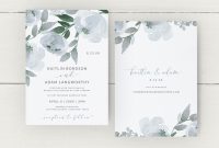 Invitation Cards Templates for Marriage New Wedding Invitation Template Dusty Blue Watercolor Bouquet