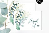 Template for Baby Shower Thank You Cards New Editable File Greenery Thank You Card Green Foliage Bridal