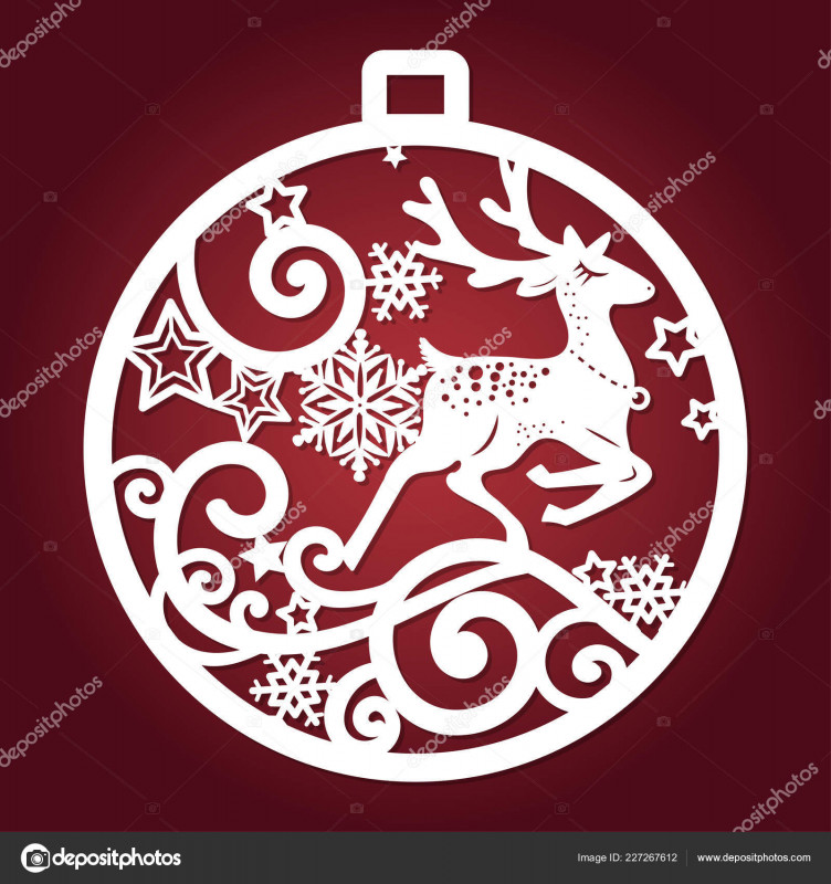 Template for Id Card Free Download Awesome Template Laser Cutting Christmas Ball Deer Snowflakes Design