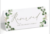 Tent Name Card Template Word Awesome Reserved Sign Template Hanging or Tent Eucalyptus Leaves