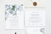 Work Id Card Template Unique Wedding Invitation Template Suite Set Dusty Blue Download