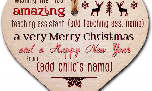 Happy New Year Messages for An Amazing 2021 Awesome Personalised Handmade Wooden Christmas Hanging Heart Plaque Gift Wishing the Most Amazing Teaching assistant Xmas Wishes Card Alternative From Child