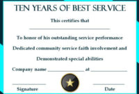 10 Years Service Award Certificate: 10 Templates To Honor with Fresh Silent Auction Certificate Template 10 Designs 2019