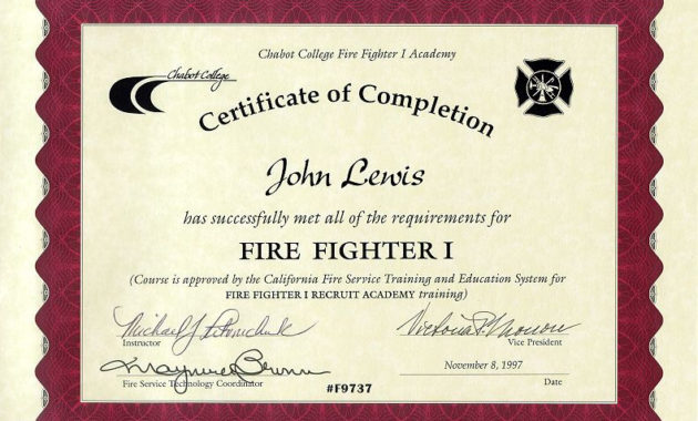 11+ Firefighter Certificate Templates | Free Printable Word regarding Firefighter Certificate Template Ideas