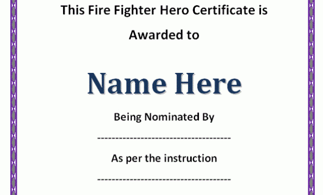 11+ Firefighter Certificate Templates | Free Printable Word within Fresh Firefighter Certificate Template Ideas