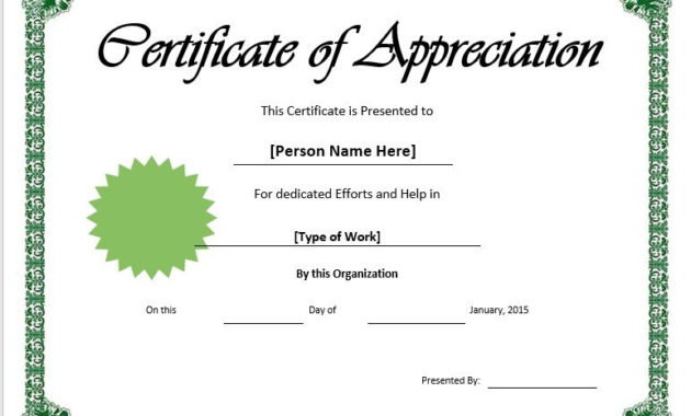 11 Free Appreciation Certificate Templates - Word Templates with Employee Appreciation Certificate Template