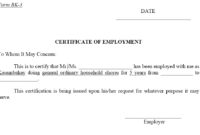 12 Free Sample Employment Certificate Templates – Printable intended for Certificate Of Employment Templates Free 9 Designs