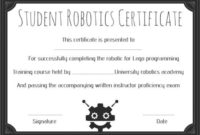 12+ Robotics Certificate Templates For Training Institutes intended for Fresh Robotics Certificate Template Free