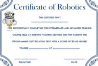 12+ Robotics Certificate Templates For Training Institutes intended for Fresh Robotics Certificate Template Free