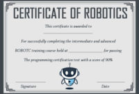 12+ Robotics Certificate Templates For Training Institutes within Robotics Certificate Template Free