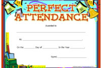 13 Free Sample Perfect Attendance Certificate Templates throughout Fresh Perfect Attendance Certificate Template Free
