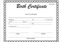 14 Free Birth Certificate Templates In Ms Word & Pdf intended for Best Fillable Birth Certificate Template