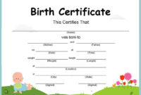 16+ Birth Certificate Templates | Smartcolorlib within Cute Birth Certificate Template