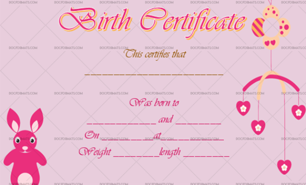 22+ Birth Certificate Templates - Editable &amp; Printable Designs inside Best Rabbit Birth Certificate Template Free 2019 Designs